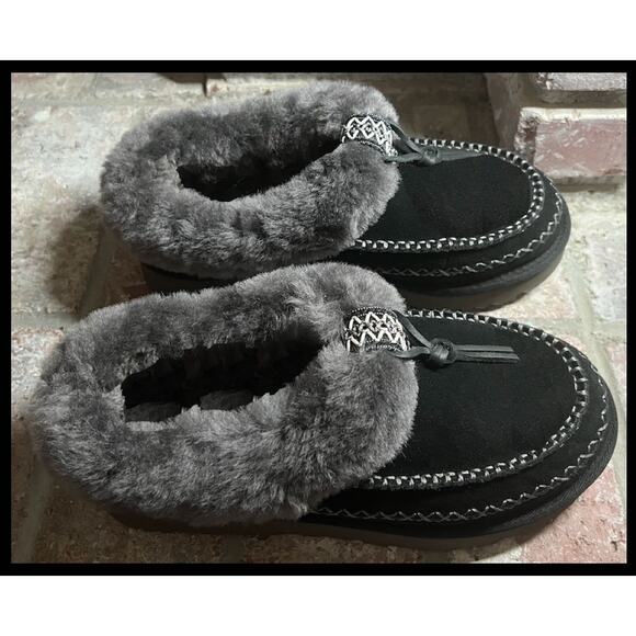 Ugg Black Inddoor Outdoor Tasman Alpine Women Wool and Suede Slipper Size 9 NEW - Picture 4 of 8